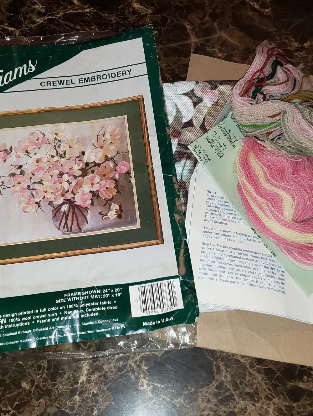 Vintage Elsa Williams Crewel Embroidery Kit "Magnolia Vase" - Picture 7 of 11